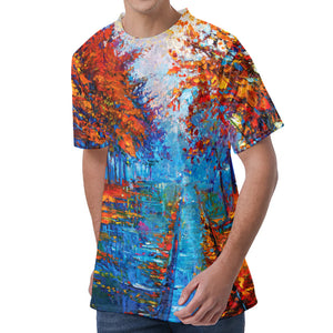 Autumn Painting Print Men's Velvet T-Shirt