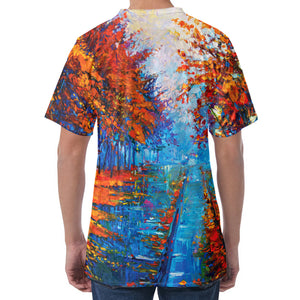 Autumn Painting Print Men's Velvet T-Shirt