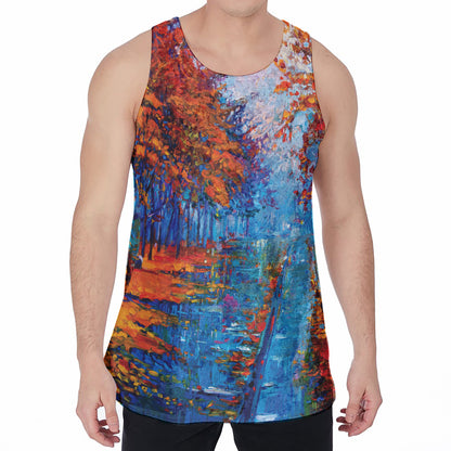 Autumn Painting Print Men's Velvet Tank Top