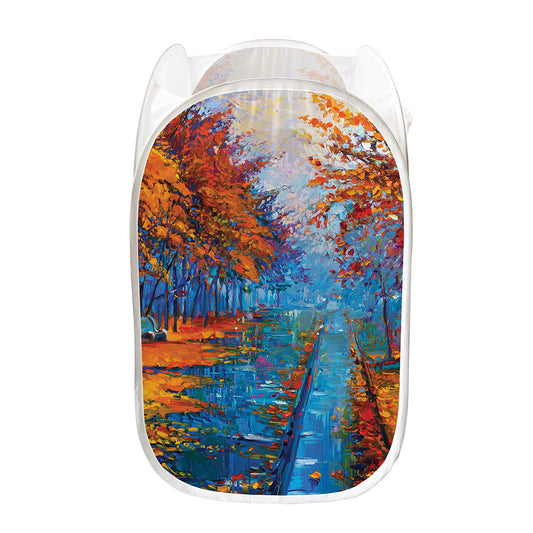 Autumn Painting Print Mesh Laundry Hamper