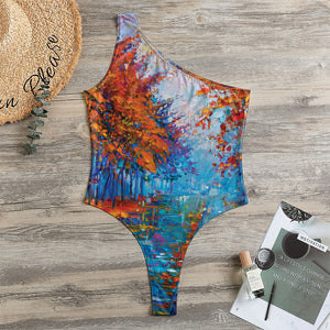 Autumn Painting Print One Shoulder Bodysuit