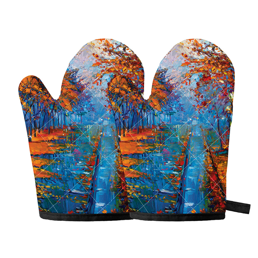 Autumn Painting Print Oven Mitts
