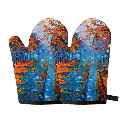 Autumn Painting Print Oven Mitts