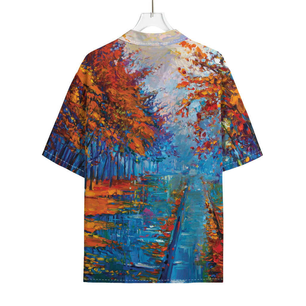 Autumn Painting Print Rayon Hawaiian Shirt