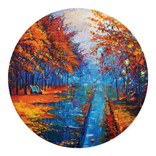 Autumn Painting Print Round Blanket
