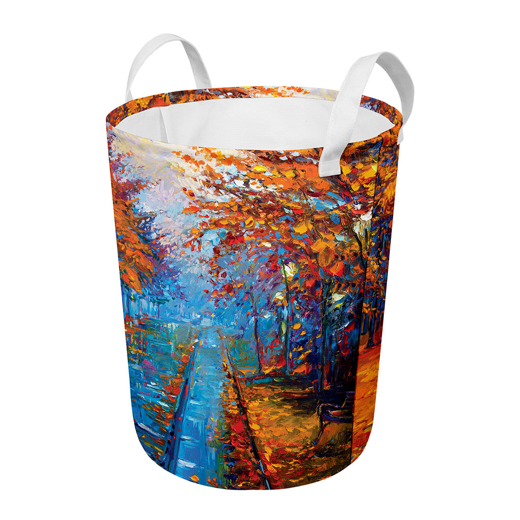Autumn Painting Print Round Laundry Basket