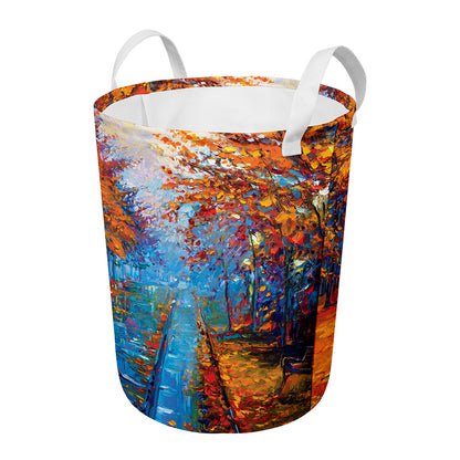 Autumn Painting Print Round Laundry Basket