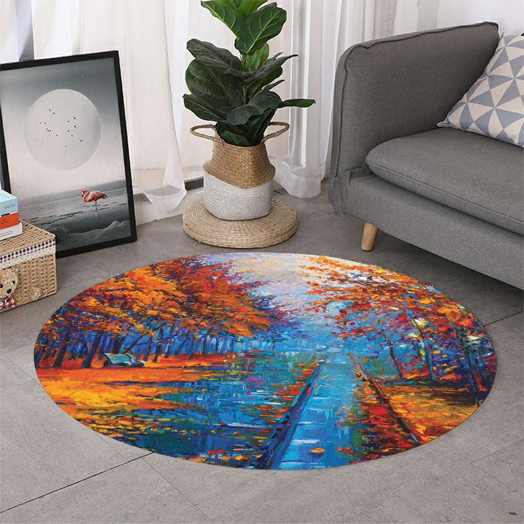 Autumn Painting Print Round Rug