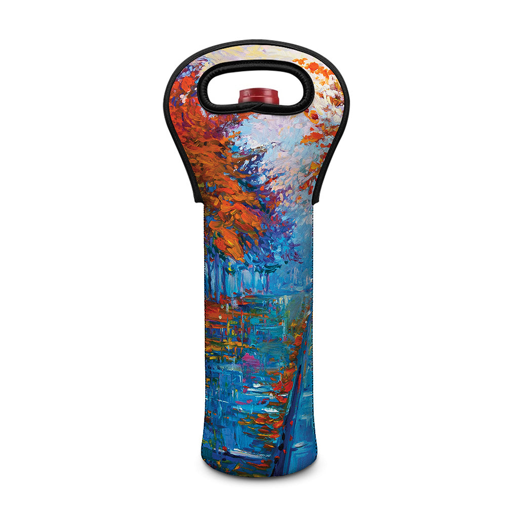 Autumn Painting Print Single Neoprene Wine Tote