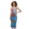 Autumn Painting Print Slim Fit Midi Cami Dress