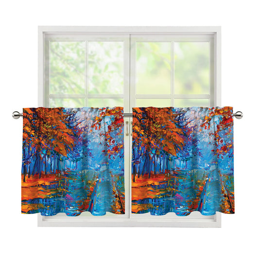 Autumn Painting Print Tier Curtains