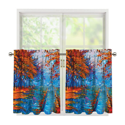 Autumn Painting Print Tier Curtains