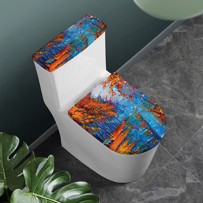 Autumn Painting Print Toilet Lid And Tank Cover Set