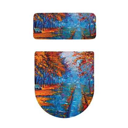 Autumn Painting Print Toilet Lid And Tank Cover Set