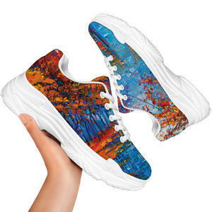 Autumn Painting Print White Chunky Shoes