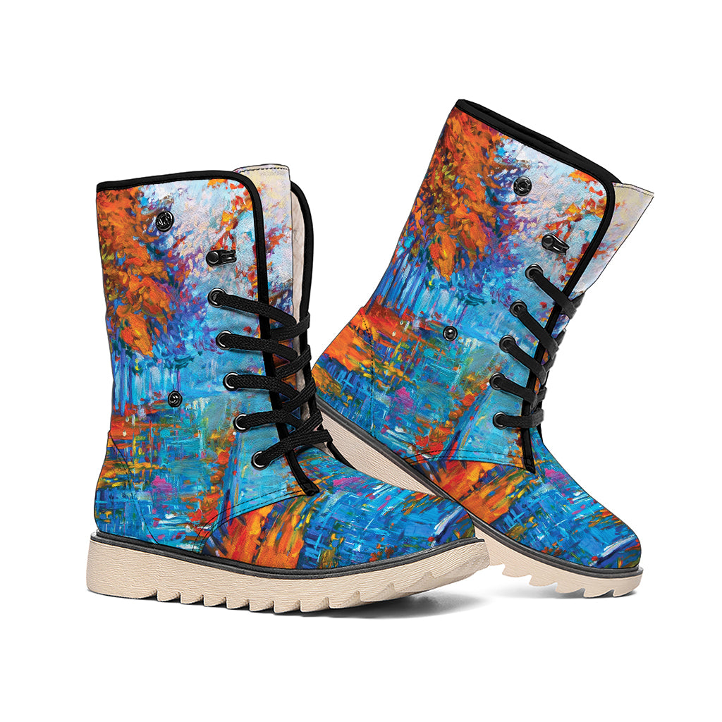 Autumn Painting Print Winter Boots