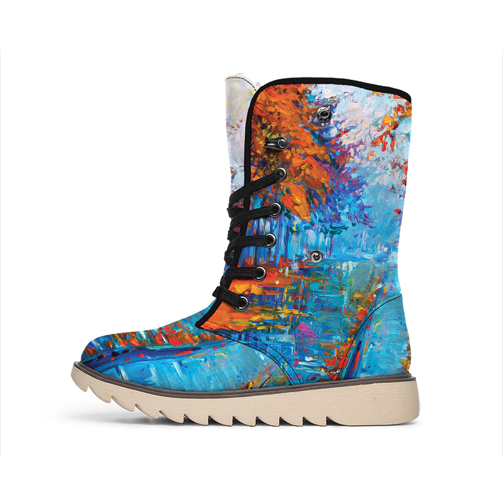 Autumn Painting Print Winter Boots