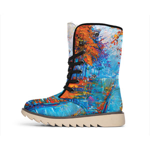 Autumn Painting Print Winter Boots