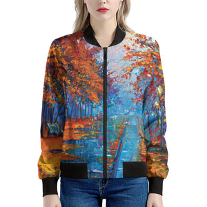 Autumn Painting Print Women's Bomber Jacket