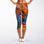Autumn Painting Print Women's Capri Leggings