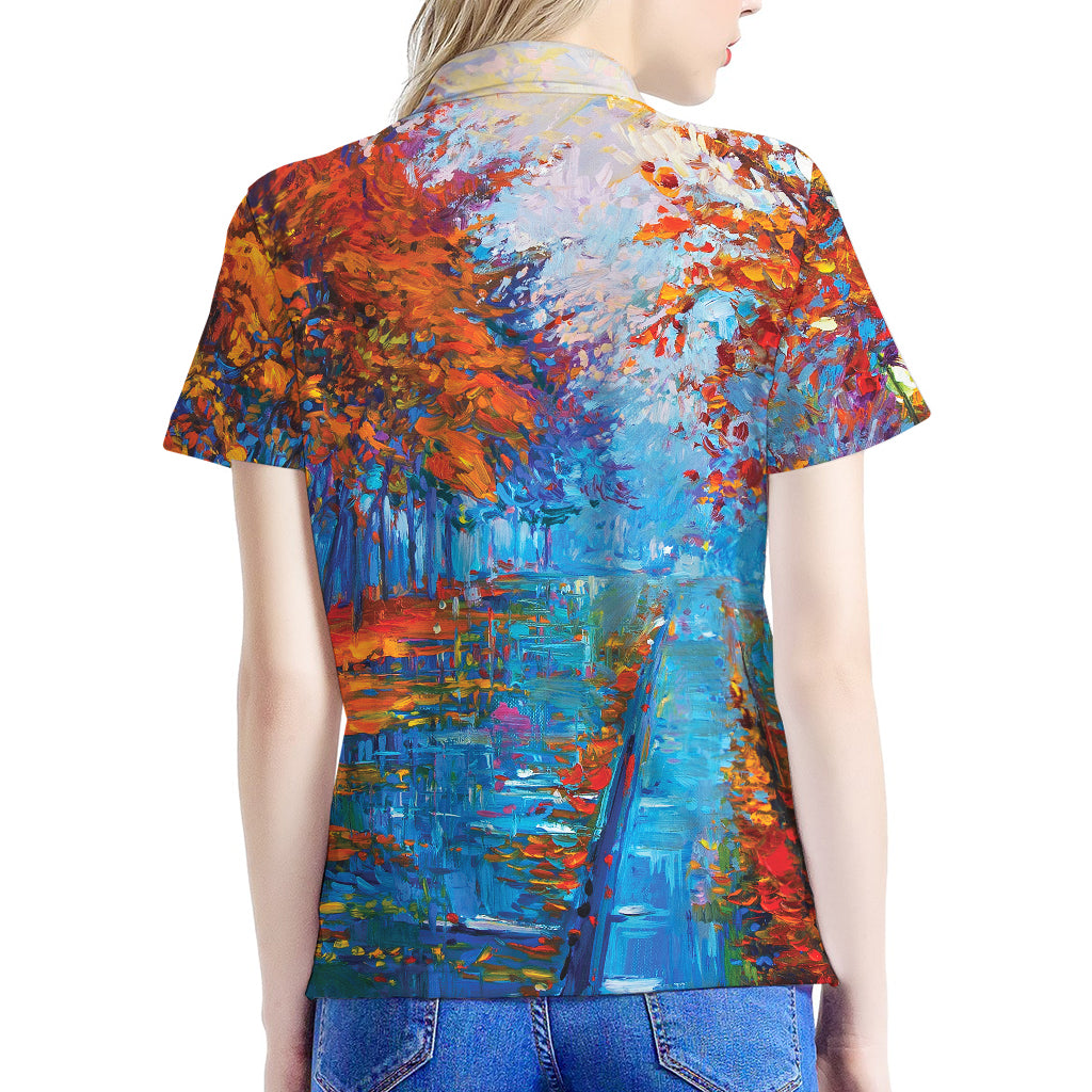 Autumn Painting Print Women's Polo Shirt