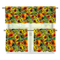 Autumn Sunflower Pattern Print 3 Piece Kitchen Curtains