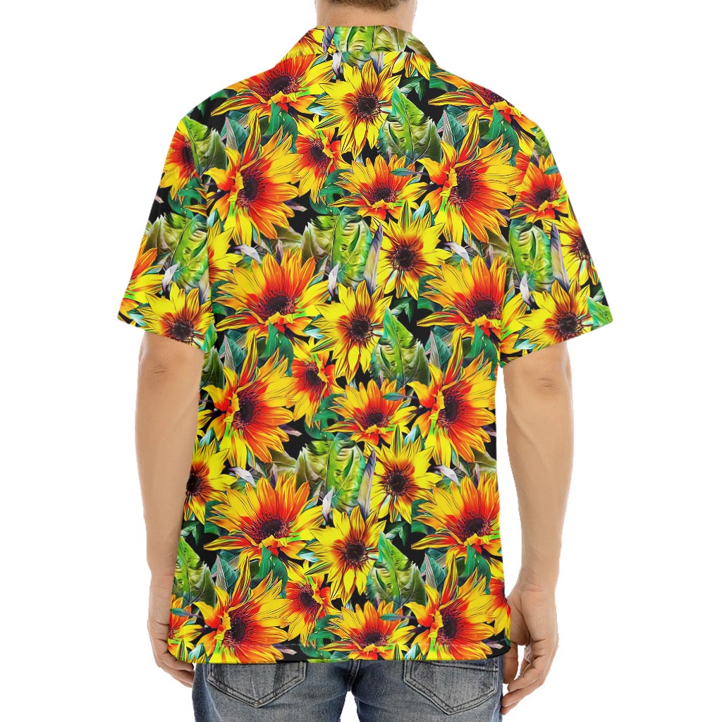 Autumn Sunflower Pattern Print Aloha Shirt