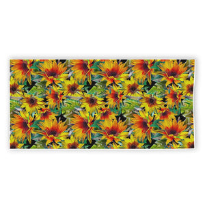 Autumn Sunflower Pattern Print Beach Towel