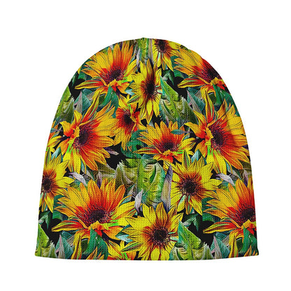 Autumn Sunflower Pattern Print Beanie