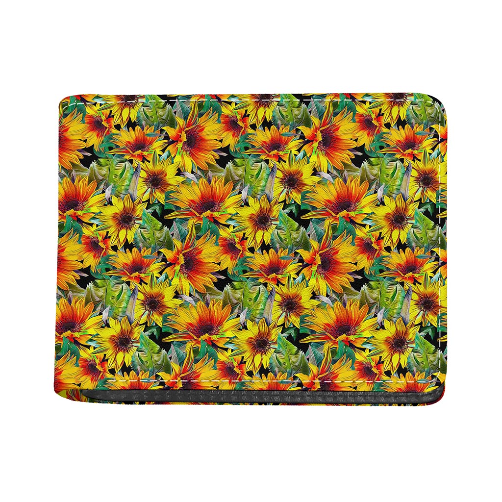 Autumn Sunflower Pattern Print Bifold Wallet