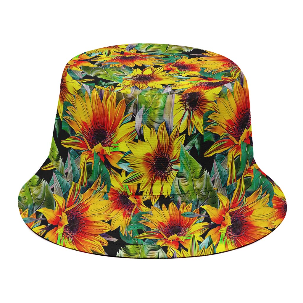 Autumn Sunflower Pattern Print Bucket Hat