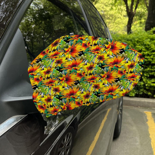 Autumn Sunflower Pattern Print Car Side Mirror Covers