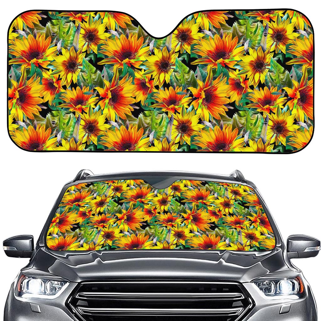 Autumn Sunflower Pattern Print Car Windshield Sun Shade