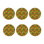 Autumn Sunflower Pattern Print Coaster Set