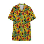 Autumn Sunflower Pattern Print Cotton Hawaiian Shirt