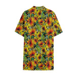 Autumn Sunflower Pattern Print Cotton Hawaiian Shirt