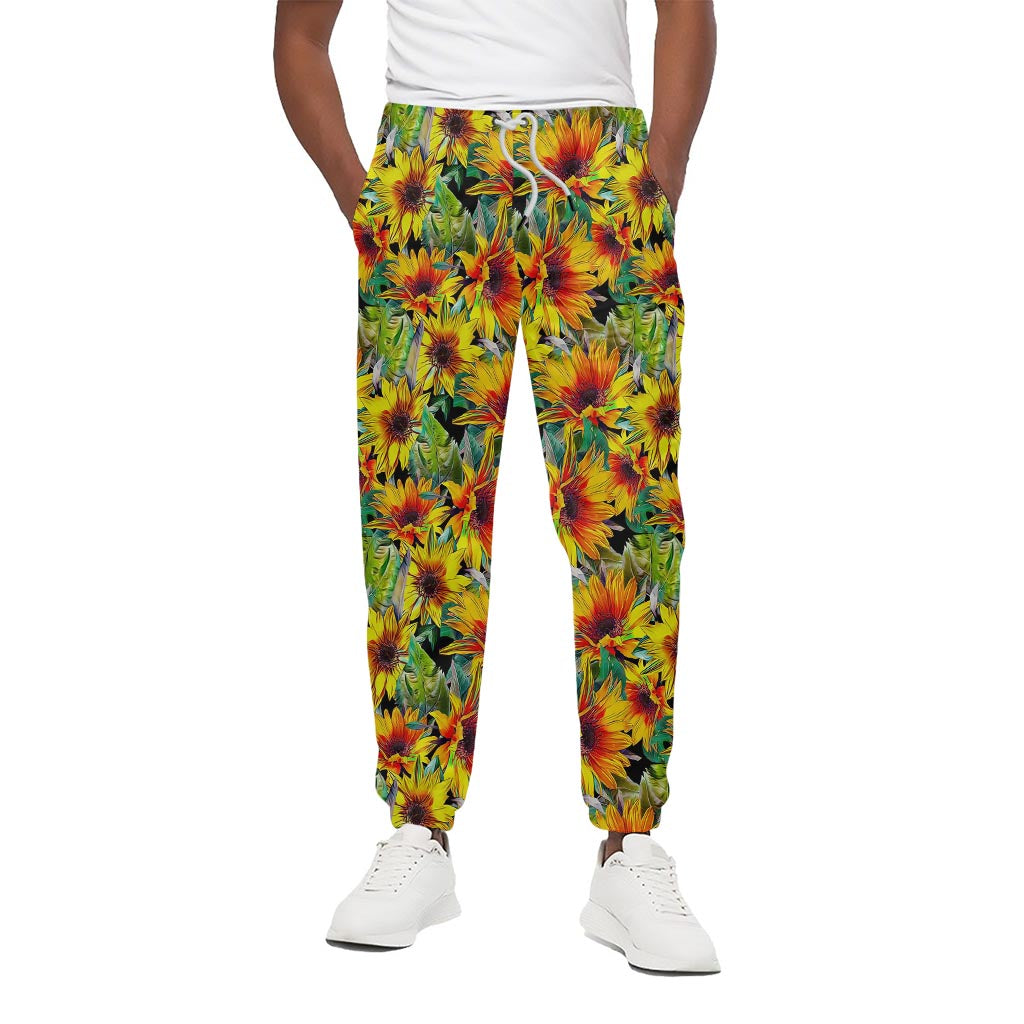 Autumn Sunflower Pattern Print Cotton Pants