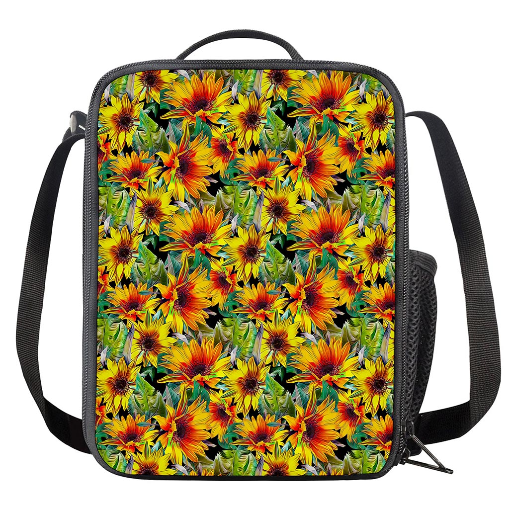 Autumn Sunflower Pattern Print Crossbody Lunch Bag