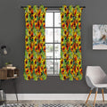 Autumn Sunflower Pattern Print Grommet Curtain Panels