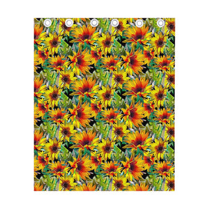 Autumn Sunflower Pattern Print Curtain