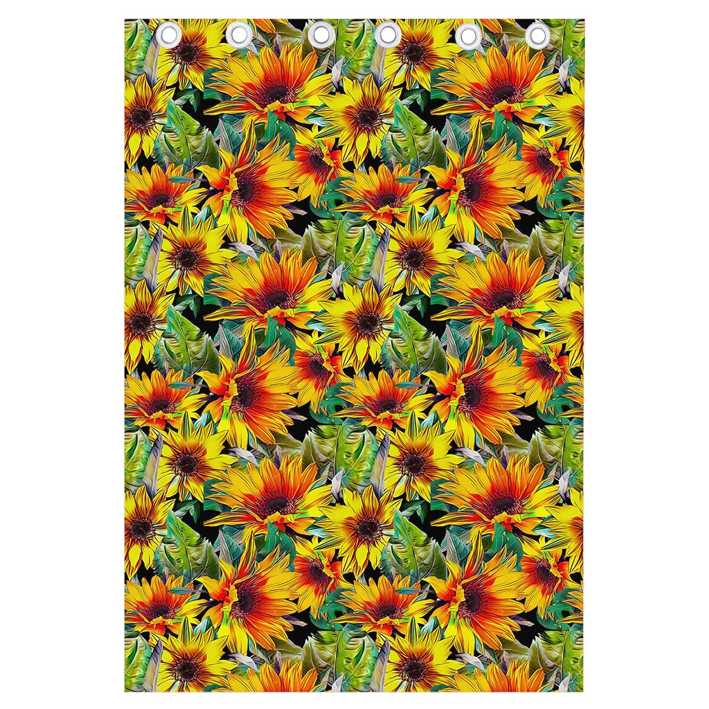 Autumn Sunflower Pattern Print Curtain