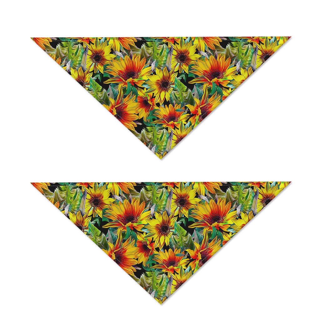 Autumn Sunflower Pattern Print Dog Bandana