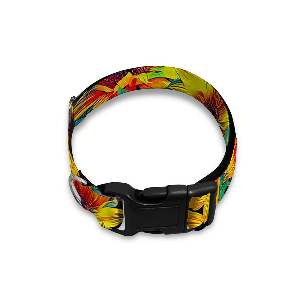 Autumn Sunflower Pattern Print Dog Collar