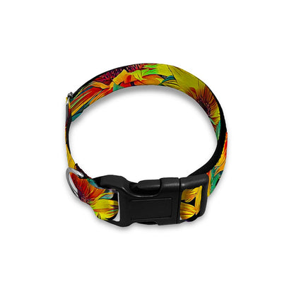 Autumn Sunflower Pattern Print Dog Collar