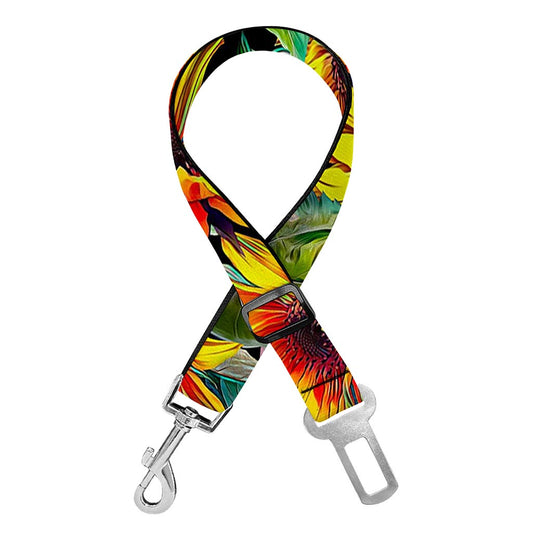 Autumn Sunflower Pattern Print Dog Seat Belt
