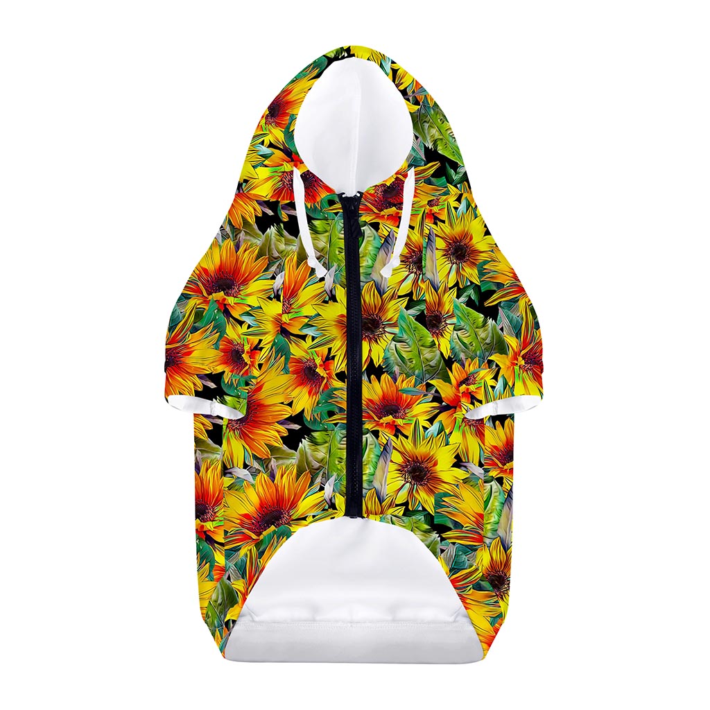 Autumn Sunflower Pattern Print Dog Zip Up Hoodie
