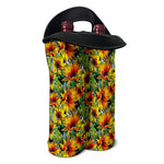 Autumn Sunflower Pattern Print Double Neoprene Wine Tote
