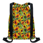 Autumn Sunflower Pattern Print Drawstring Backpack