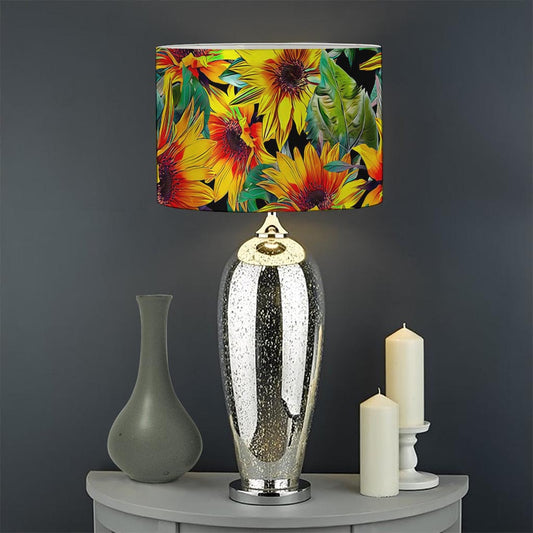 Autumn Sunflower Pattern Print Drum Lamp Shade