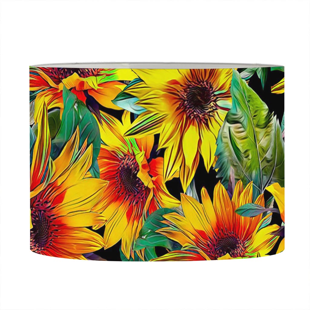 Autumn Sunflower Pattern Print Drum Lamp Shade